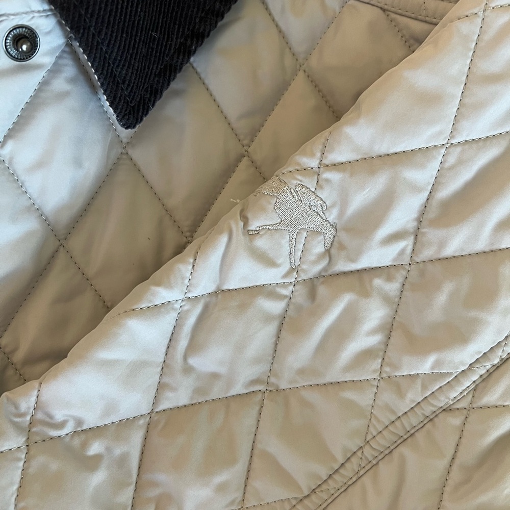 Barbour Light Blue Quilted Utility Jacket with Navy Collar - Picture 7 of 7